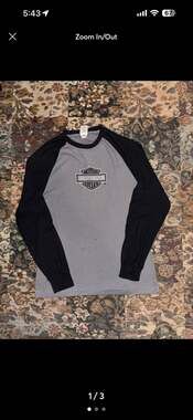 Harley-Davidson Men's Grey & Black Raglan Waffle Knit Thermal Shirt Size Medium